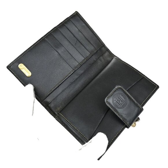 FENDI Logo Pequin Pattern Bifold Comapct Wallet PVC Leather Brown Italy - Picture 12 of 14